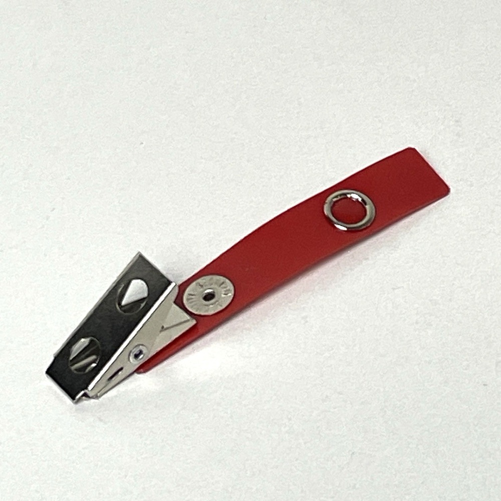 98 Red Vinyl ID Badge Clips Metal Bulldog Clip Strap Holders Bulk Lot NEW